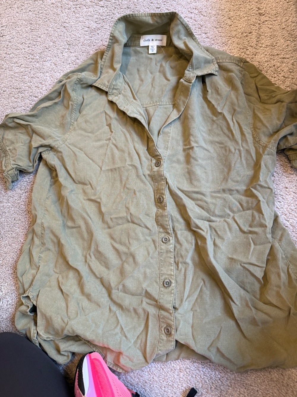 cloth & stone Light Olive Button-Front Shirt